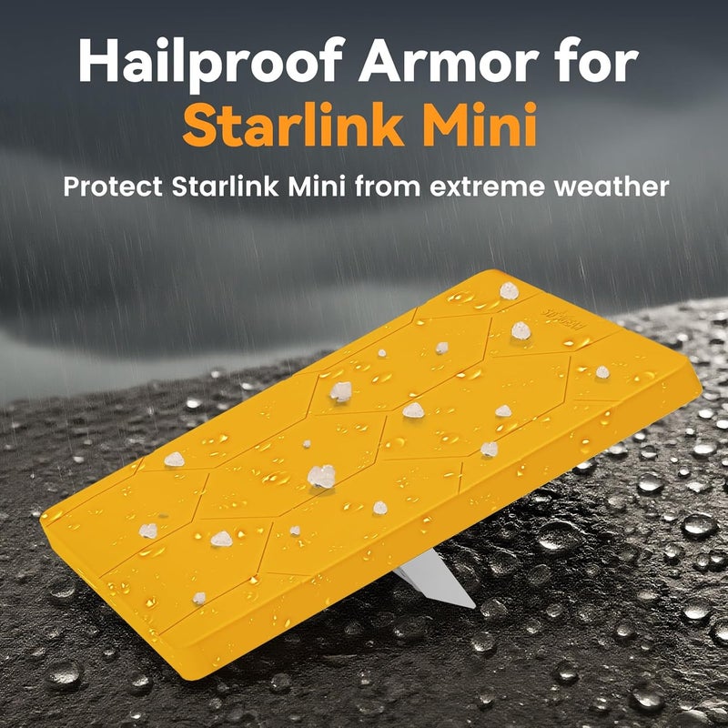 STARGEAR Starlink Mini Protective Cover Case Hailproof Liquid Silicone Protective Case for Starlink Dish Starlink Mini Accessories Waterproof Shockproof Portable for Outdoor Camping,Safety Yellow - Image 2
